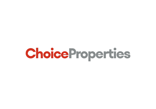 A green background with the words choice properties in red.