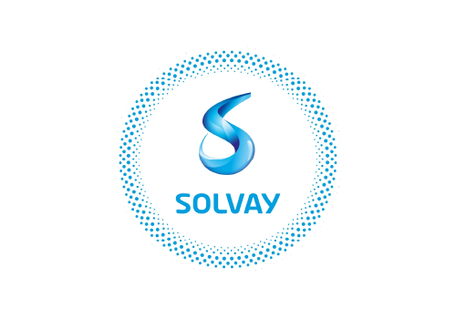A green background with the word solvay in it.
